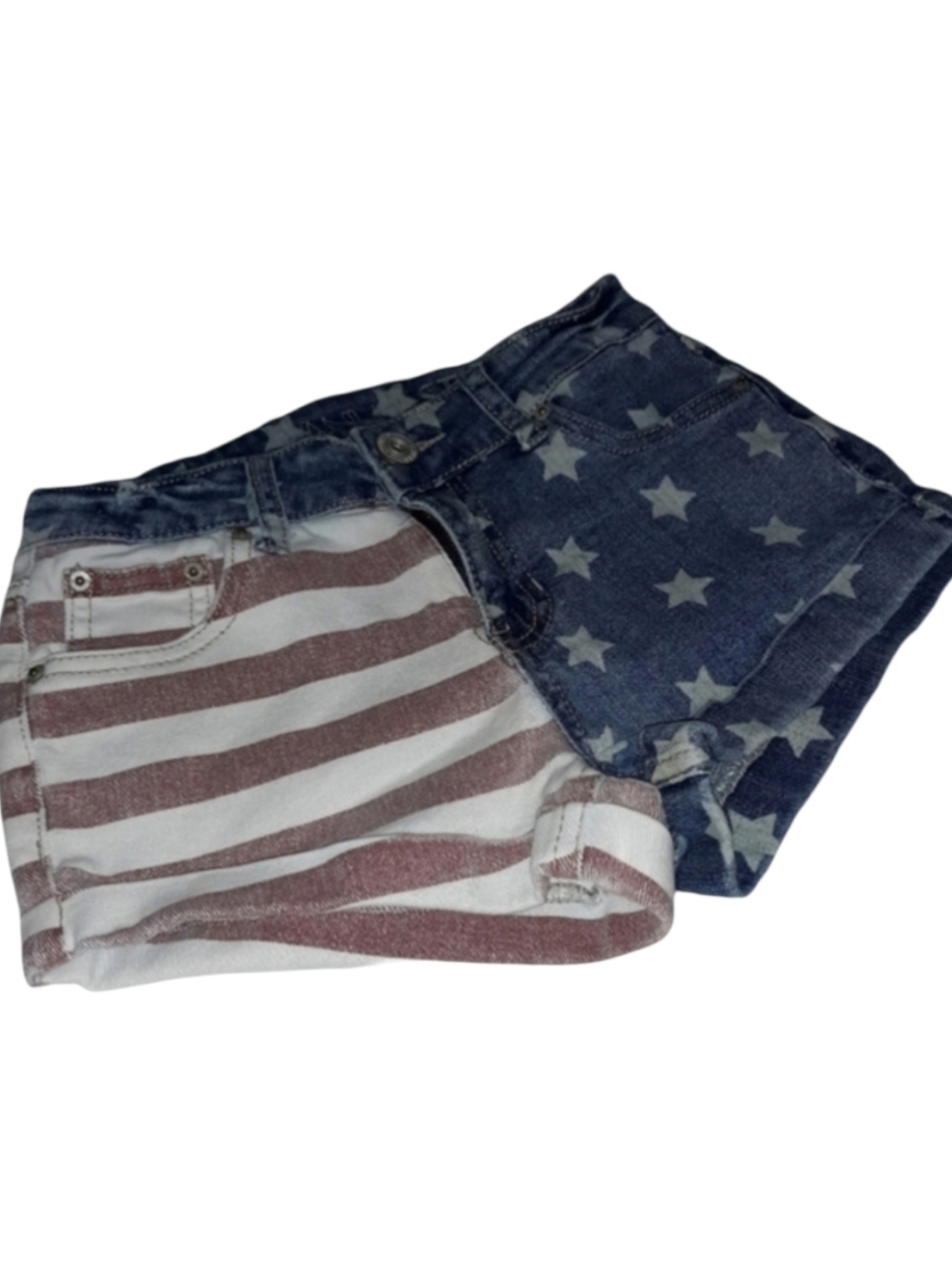 Vanilla Star Stars & Stripes Denim Low Rise Short Shorts SZ 0